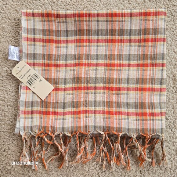 Tommy Bahama Accessories - NWT Tommy Bahama Cotton Plaid Scarf Desert Sky Orange